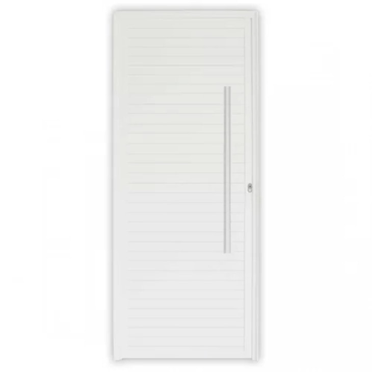 Porta De Giro De Alumínio Pivotante Linha Project Abertura Pela Direita Branco MGM 220x110cm