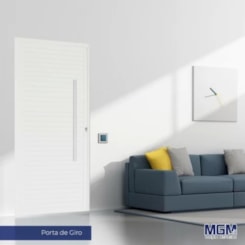 Porta De Giro De Alumínio Pivotante Linha Project Abertura Pela Direita Branco MGM 220x130cm