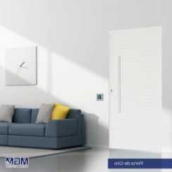 Porta De Giro De Alumínio Pivotante Linha Project Abertura Pela Esquerda Branco MGM 220x130cm