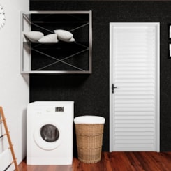 Porta De Giro Laminada Aço Branco Abertura Pela Esquerda MGM 215x85cm