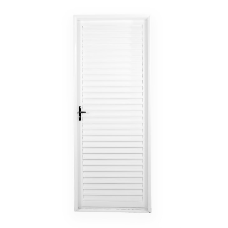 Porta De Giro Laminada Aço Branco Abertura Pela Esquerda MGM 215x85cm