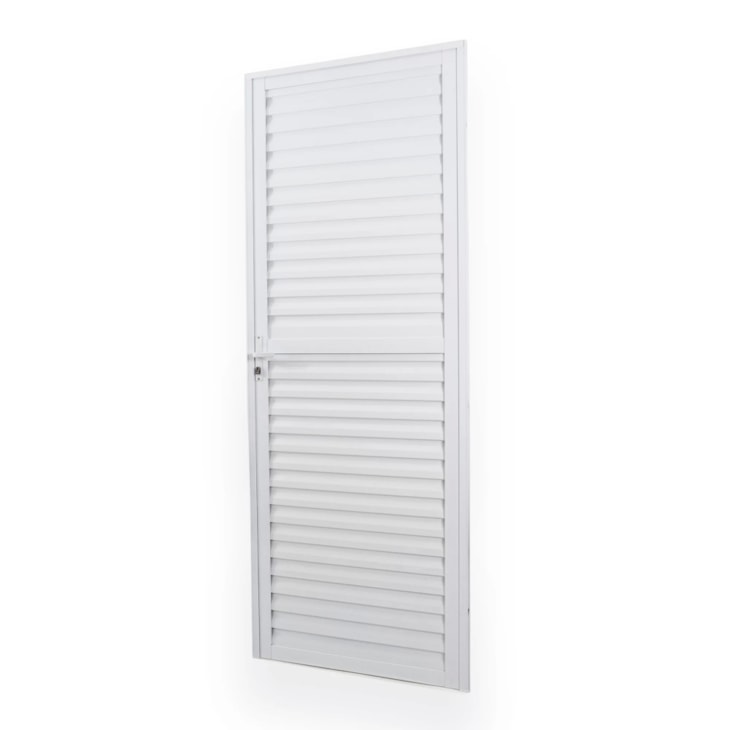 Porta De Giro Laminada Soft Plus Direita Alumínio Branco MGM 210x80cm