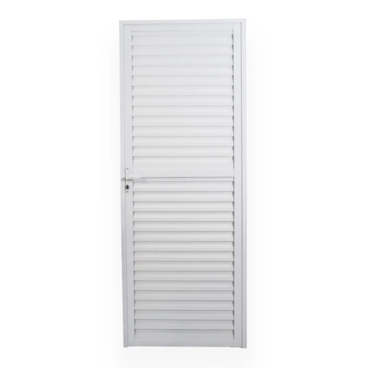 Porta De Giro Laminada Soft Plus Direita Alumínio Branco MGM 210x80cm