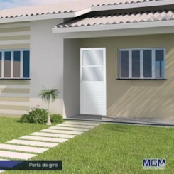 Porta De Giro Mista 2 Vidros Mini Boreal Direita Linha Sólida Branco MGM 210x90cm