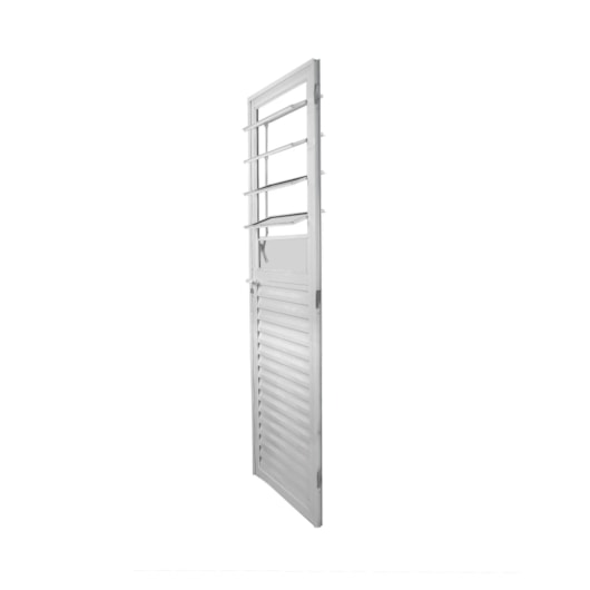 Porta De Giro Mista Em Alumínio Abertura Pela Direita Com Basculante Soft Branco MGM 210x80cm - Imagem principal - 1252fd93-26e9-4175-907e-309ffb16240d