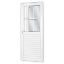 Porta De Giro Mista Postigo Abertura Pela Direita Alumínio Vidro Mini Boreal Branco 210x90cm