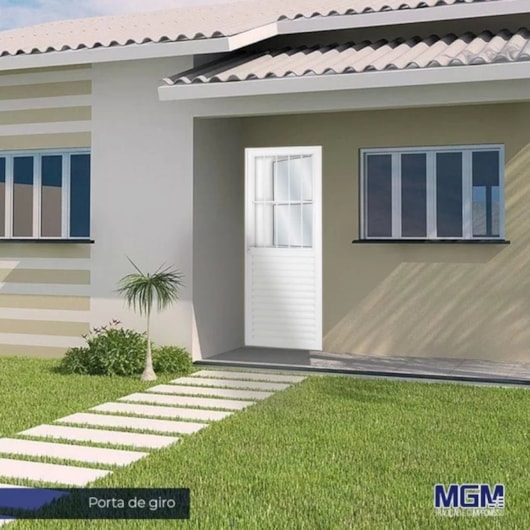 Porta De Giro Mista Postigo Abertura Pela Esquerda Alumínio Vidro Liso Branco MGM 210x80cm - Imagem principal - 913ef4c9-639c-4dee-a2bb-e0ac405be454