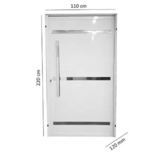 Porta De Giro Pivotante Alumínio Lambri Friso Abertura Pela Direita Branco Mgm 220x110cm - Imagem principal - 45a8d76b-6680-45de-a1f2-ef1b7aa38b27