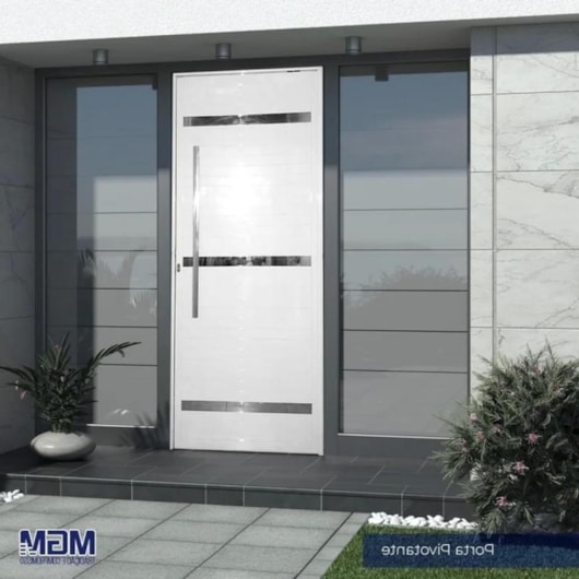 Porta De Giro Pivotante Alumínio Lambri Friso Abertura Pela Esquerda Branco Mgm 220x110cm - Imagem principal - 1bd13bdd-8a39-46e7-88ae-f442001aab21