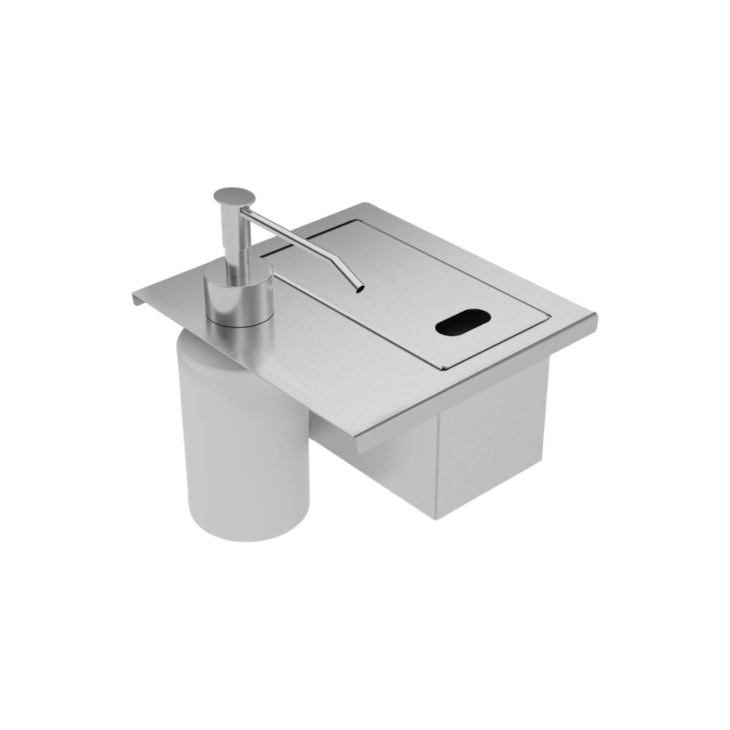 Porta Esponja Com Tampa E Dosador De Sabão Líquido Em Aço Inox Para Canal Organizador Tramontina