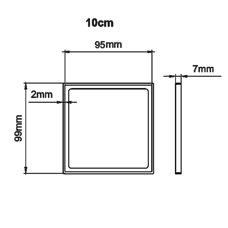 Porta Grelha Quadrado Elleve Black Matte Linear 10X10Cm