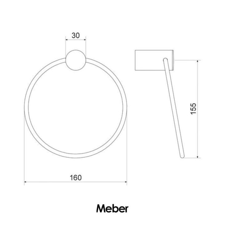 Porta Toalha Argola Atria Preto Matte Meber