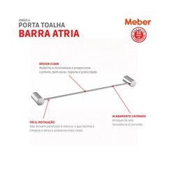 Porta Toalha Atria 507 Linear Cromado Meber