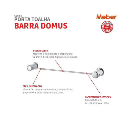Porta Toalha Barra Domus 507 Cromada Meber - Imagem principal - f019c7fc-7b4f-425a-956f-c554425fb1fa