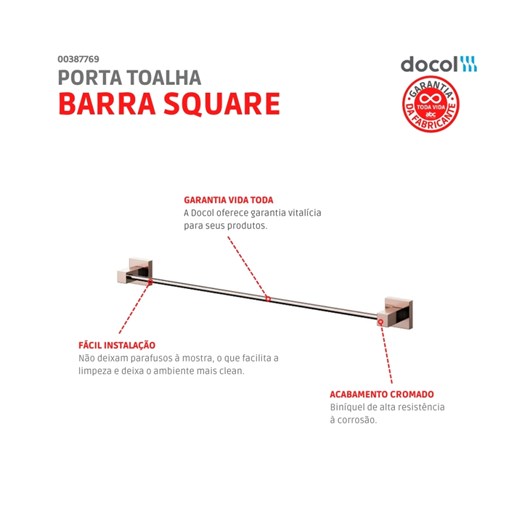 Porta Toalha Barra Square Cobre Escovado Docol - Imagem principal - 3adc484d-48dd-421b-ac3f-c15dbab09e4d