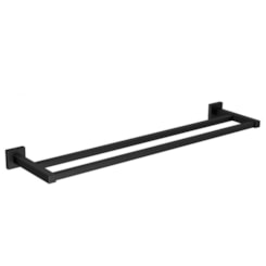 Porta Toalha Duplo Quadratta Black Matte Deca 50cm