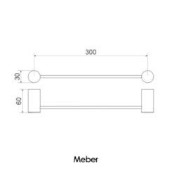 Porta Toalha Linear Curto Atria Preto Matte Meber