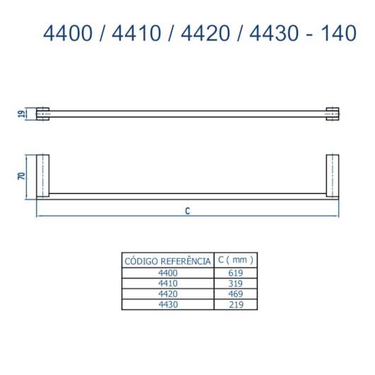 Porta Toalha Quartzo 140 Ret Peq 4430 219mm Grafite Escovado Fani - Imagem principal - 733d28f8-1702-4bbb-9048-229ab771501e