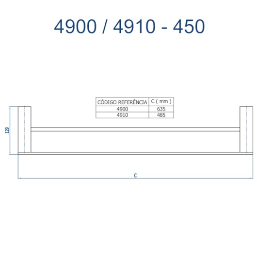 Porta Toalha Reto Duplo Longo 635mm Horus 450 Champanhe Fani - Imagem principal - 98aa7d66-b421-4c94-887a-be09ca6d70fd