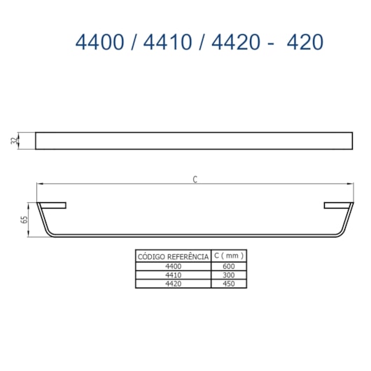 Porta Toalha Reto Longo Essence 420 600mm Champanhe Fani - Imagem principal - 99972232-f1fe-4277-b4f7-11570a60fc5b