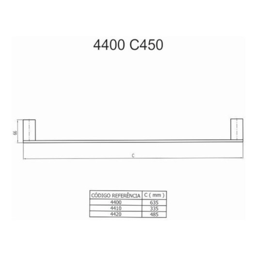 Porta Toalha Reto Longo Horus 4400 BK450 Preto Fosco Fani - Imagem principal - f2fc4d14-69a4-4028-a41f-f09ab9a005fc
