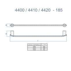 Porta Toalha Reto Lunna 185 Curto 4410 300mm Preto Fosco Fani