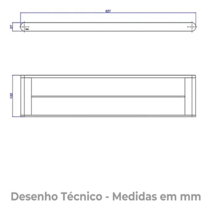 Porta Toalha Versa 60cm com Barra Dupla Black Noir