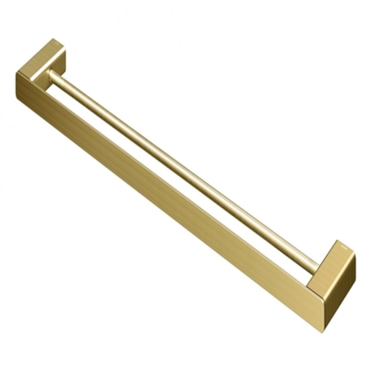 Porta-toalhas De Rosto Duplo Flat Ouro Escovado Docol  67,6cm