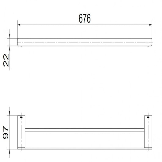 Porta-toalhas Duplo 67,6cm Flat Docol Níquel Escovado - Imagem principal - 689a240d-f294-4102-b2f6-81c2b64fb88b