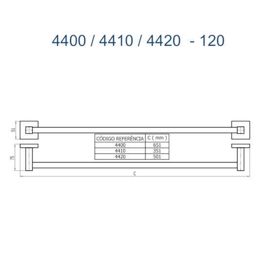 Porta-Toalhas Reto Curto Versata 4410 BK120 Preto Fosco Fani Metais - Imagem principal - a824937b-ebac-479f-8119-1a9f78ce39ae