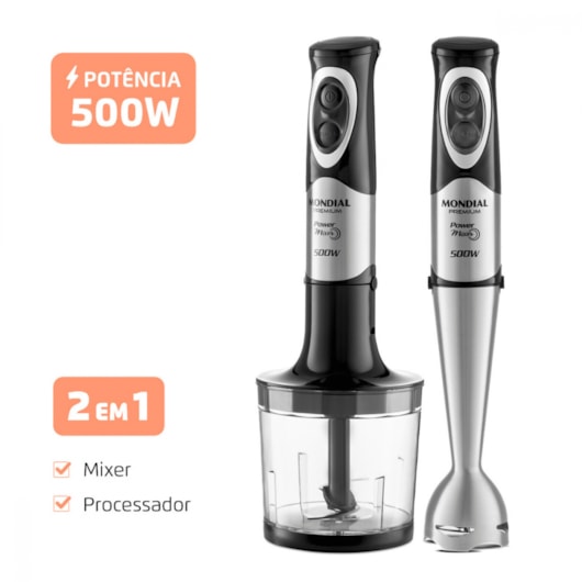 Power Mixer Premium M07 Preto E Inox Mondial 127V 500W - Imagem principal - e09569f9-e28c-4fe9-a5f4-deae4da01ca0