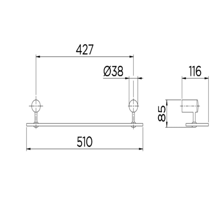 Prateleira Single Cromada Docol