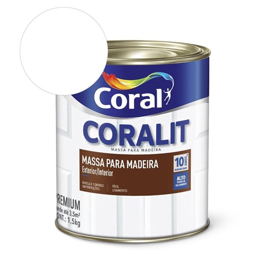 Pré-pintura Coralit Massa Para Madeira Branco 1.5kg Coral - Imagem principal - 2f6904be-cc7d-47e0-ac3e-20bfb3461c92