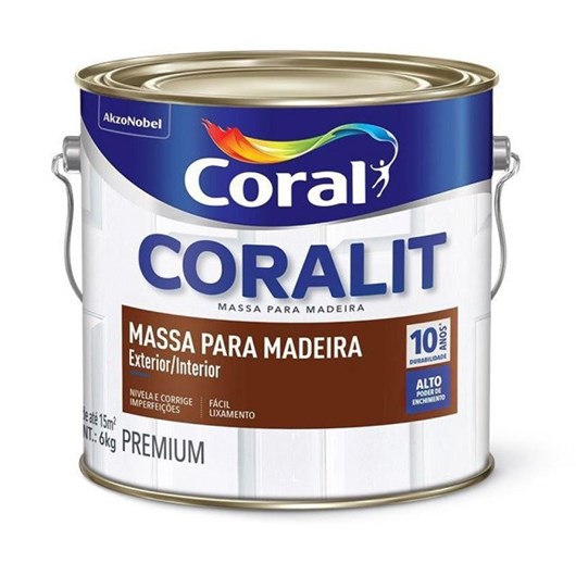 Pré pintura Coralit Massa Para Madeira Branco 5,7kg Coral - Imagem principal - 08916944-65e6-4bbc-8322-bc6a44a4d738