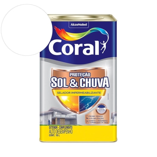 Pré Pintura Sol & Chuva Selador Impermeabilizante Branco Coral 18L - Imagem principal - e5926202-4ca0-4b26-aa18-9bd0d6ab98f4