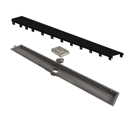 Ralo  Inox Versatile Elleve Black Matte  Saida Central Linear 75cm - Imagem principal - ca6bc9ed-62e1-46b5-b66b-76d6c53a6964