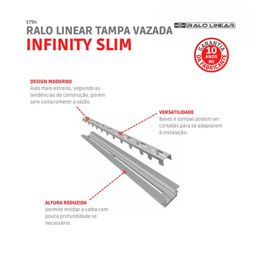 Ralo Linear Com Tampa Vazada Infinity Slim Linear Acessórios 120cm - Imagem principal - 17f76b36-357d-41e8-a5f6-9d8b8f669b61
