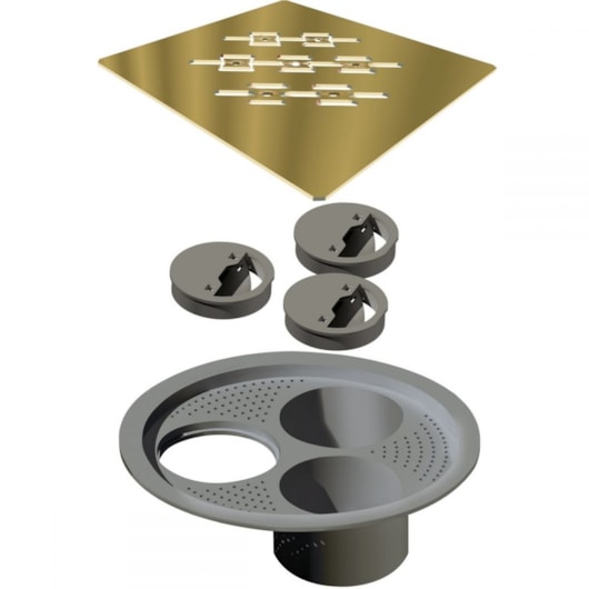 Ralo Linear Elleve Grelha 15x15cm Dourada Linear - Imagem principal - e1532e98-e91a-4ba3-9aa1-81842b6ae3b9