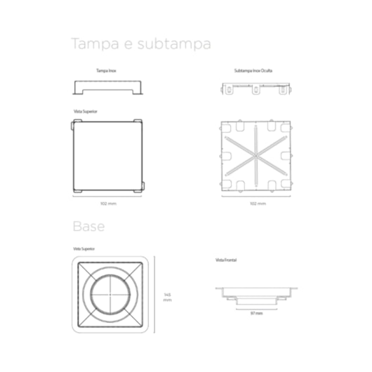 Ralo Linear Elleve Square Tampa Inox 10X10cm - Imagem principal - f6576e6e-dce1-4b90-9767-5037c914e1a3