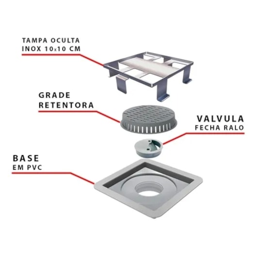 Ralo Linear Elleve Square Tampa Oculta 10X10cm  - Imagem principal - 66c8173d-0cff-4dfc-8f93-065b6309ee9c