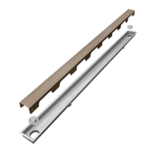 Ralo Linear Inox 304 Bronze Com Saída Lateral Mozaik 100cm - Imagem principal - 7217881e-9a2e-4507-8332-5af84b8ae0d4
