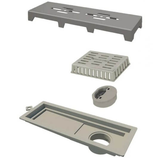 Ralo Linear Novii Base Pvc 25cm Cinza Vazado Linear - Imagem principal - 027f939e-a749-4030-b65b-adfd7eaf358e