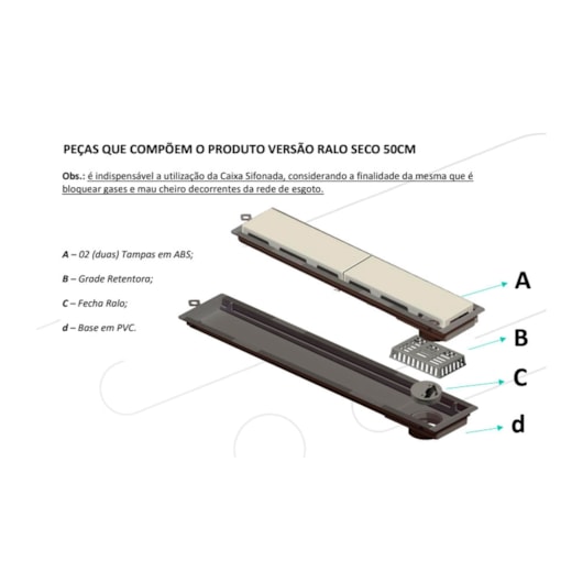 Ralo Linear Novii PVC Seco 50cm Acabamento Cinza Linear Acessórios - Imagem principal - 55e15ab3-b331-455d-932a-7a19652aeeb5