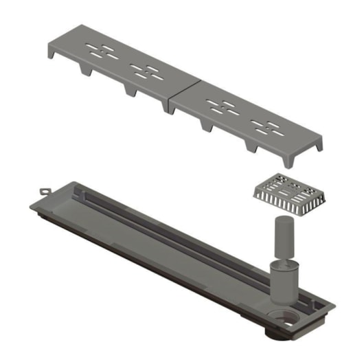 Ralo Linear Novii PVC Sifonado 50cm Acabamento Cinza Linear Acessórios - Imagem principal - ba6cb57f-8bb7-46cd-b690-af94d055aa8c