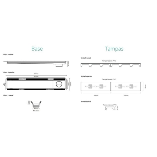 Ralo Linear Novii PVC Sifonado 50cm Acabamento Preto Linear Acessórios - Imagem principal - 28a23c1a-d29b-4b96-8624-75c6902fc36d