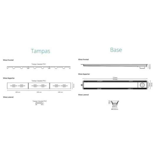 Ralo Linear Novii PVC Sifonado 75cm Acabamento Abs Cromado Linear Acessórios - Imagem principal - 31523684-8a7b-43b0-9beb-5857fcae2340