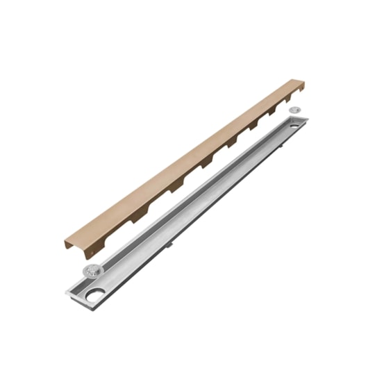 Ralo Linear Ouro Mate Com Saída Lateral Mozaik 100cm - Imagem principal - 00365fca-140d-442f-a69d-3fecf529d514
