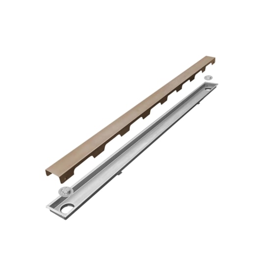 Ralo Linear Ouro Polido Com Saída Lateral Mozaik 100cm - Imagem principal - d76f53b8-969d-4248-ad9f-7f0bbb3ed009
