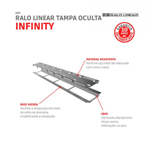 Ralo Linear Tampa Oculta Infinity Inox Linear 160cm - Imagem principal - dfffe93c-5f27-4093-812b-b8afb76bb231