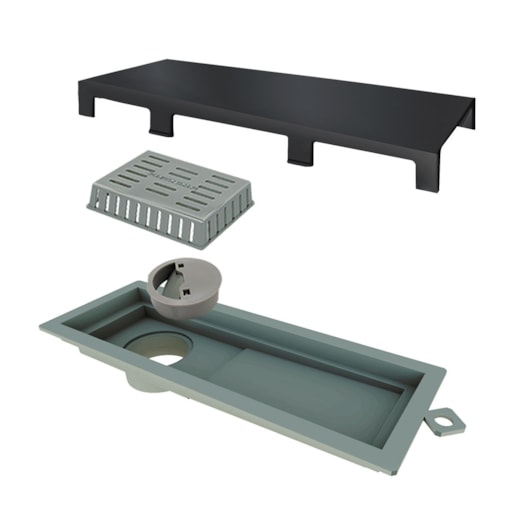 Ralo Linear Tiny Base PVC Tampa Grafite Linear Acessórios 25cm  - Imagem principal - 5651fc7e-4494-4606-8f74-921e2e579cff